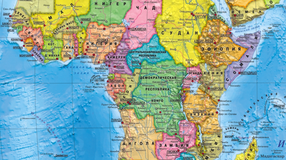 Подробная карта Центральной Африки